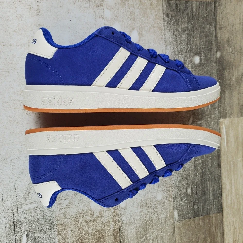 Adidas Grand Court 00s Kids Sz 3.5 Semi Lucid Blue Off White Gum Suede Sneakers